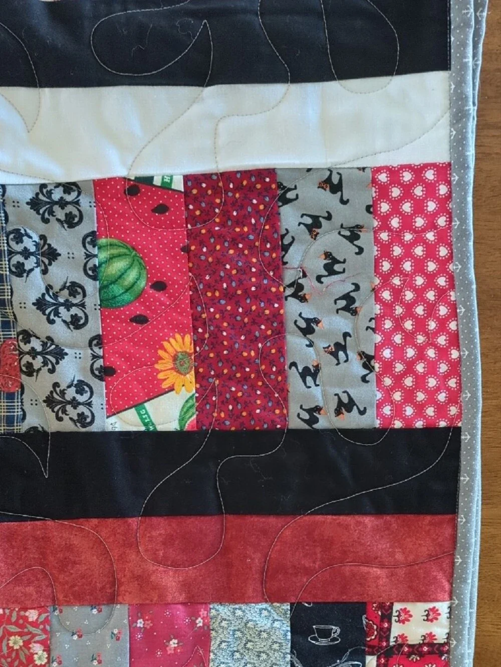 Handmade Halloween Patchwork Quilt Blanket in Red, Black, and White NEW